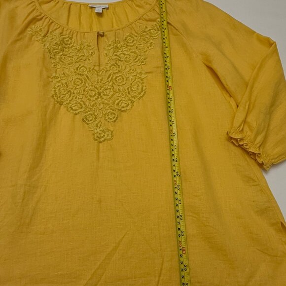 GUC Charter Club Women's Yellow Top Blouse w/ Front Keyhole Detail Size L - Picture 2 of 8